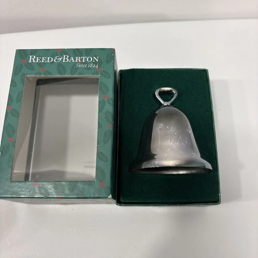 Reed and Barton Christmas Bell Silver Plated Bell Engraved 'Christmas' 2003 Box